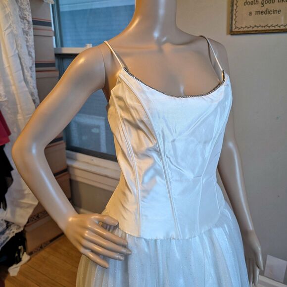 Vintage Y2K Gunne Sax Prom Gown Corset Rhinestone Glitter Princess Bridal 11 - Picture 9 of 12